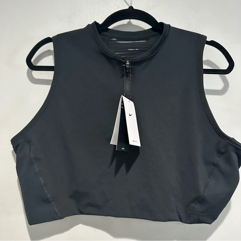 NEW Nike Dri Fit Tight Fit Training Sports Cropped Tank Black Size XXL